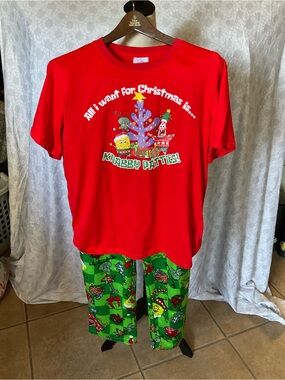 SpongeBob Squarepants Red Tee with Green Krabby Patties Pajama Pants